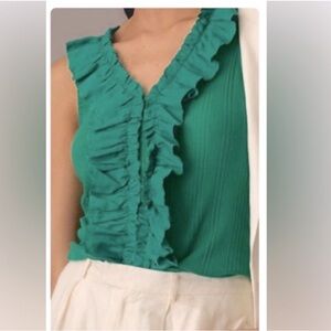 Pilcro ruffle racer back tank from Anthropologie. NWT. Kelly green. small